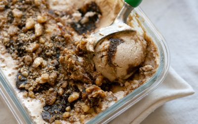 Coconut Ice Cream with Walnut Cardamom Crumble