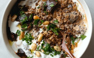 Jammy Eggplant and Lentils